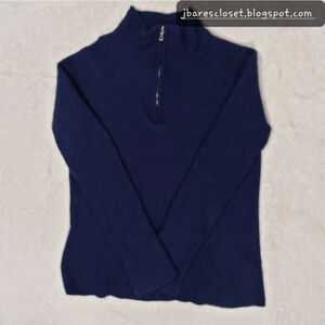 Vineyard Vines Girl's Golf Zip Cashmere Sweater Size Medium Navy blue